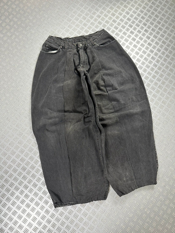 Handmade baggy balloon jeans  black Japanese workwear style 2000's