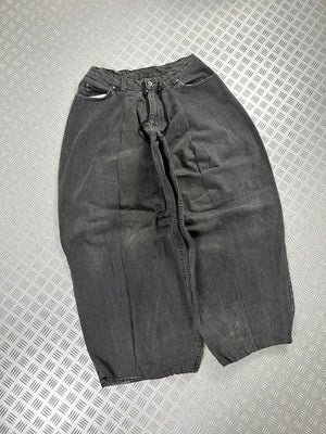 Handmade baggy balloon jeans  black Japanese workwear style 2000's