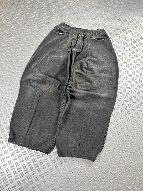 Handmade baggy balloon jeans  black Japanese workwear style 2000's