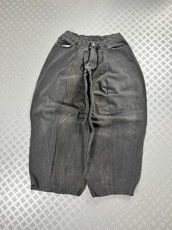 Handmade baggy balloon jeans  black Japanese workwear style 2000's