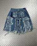 Vintage Patchwork y2k Distressed Hip hop denim Baggy Jorts 2000s rare piece