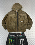 Y2k bomber Hooded full zip Up Jacket Carhartt boxy fit courdoy 2000s handmade