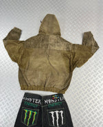 Y2k bomber Hooded full zip Up Jacket Carhartt boxy fit courdoy 2000s handmade