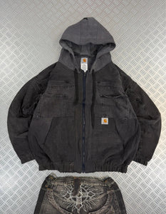 Y2k bomber Hooded full zip Up Jacket Carhartt boxy fit 2000s handmade
