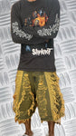 Vintage y2k Patchwork Hip hop denim Distressed Baggy Jort 2000s rare piece