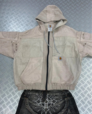 Y2k bomber Hooded full zip Up Jacket Carhartt boxy fit 2000s handmade