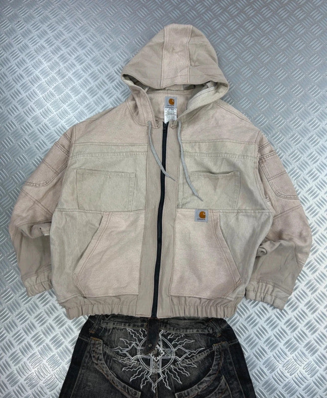 Y2k bomber Hooded full zip Up Jacket Carhartt boxy fit 2000s handmade