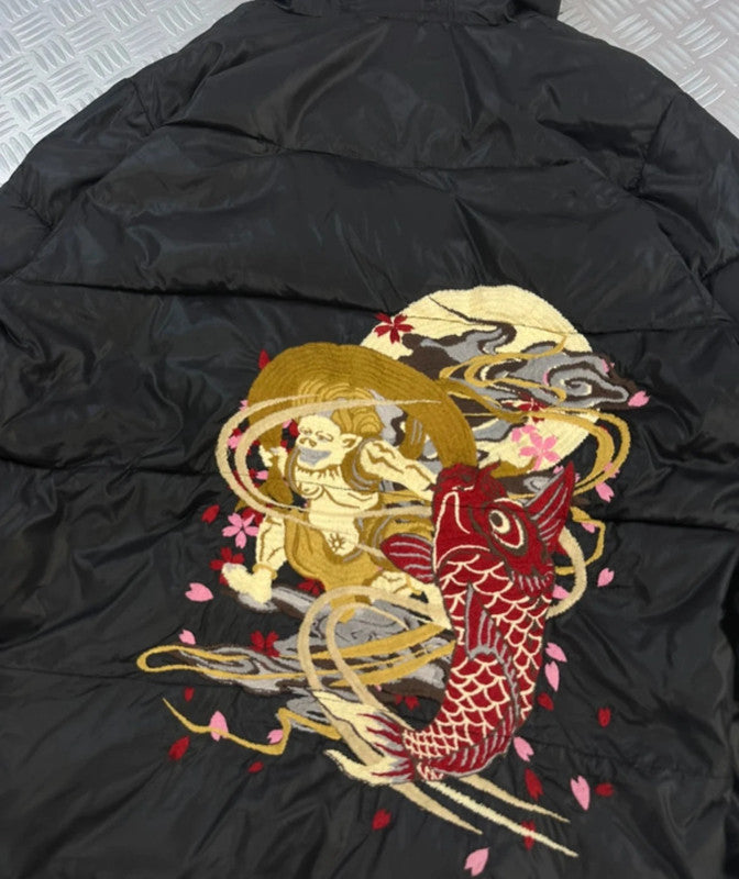 Vintage Sukajan Souvenir Karakuri Tamashi Y2k Hip Hop Japanese Full zip Up Hooded Jacket 90s