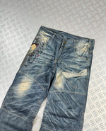 Vintage i2n y2k Japanese Souvenir Sukajan Jeans 2000s karakuri tamashi style