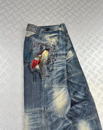 Vintage i2n y2k Japanese Souvenir Sukajan Jeans 2000s karakuri tamashi style