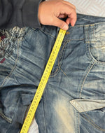 Vintage i2n y2k Japanese Souvenir Sukajan Jeans 2000s karakuri tamashi style