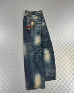 Vintage i2n y2k Japanese Souvenir Sukajan Jeans 2000s karakuri tamashi style