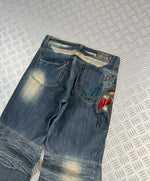Vintage i2n y2k Japanese Souvenir Sukajan Jeans 2000s karakuri tamashi style