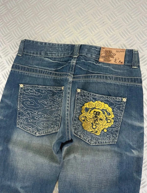 Vintage Big Train y2k Japanese Embroidered jeans 2000s