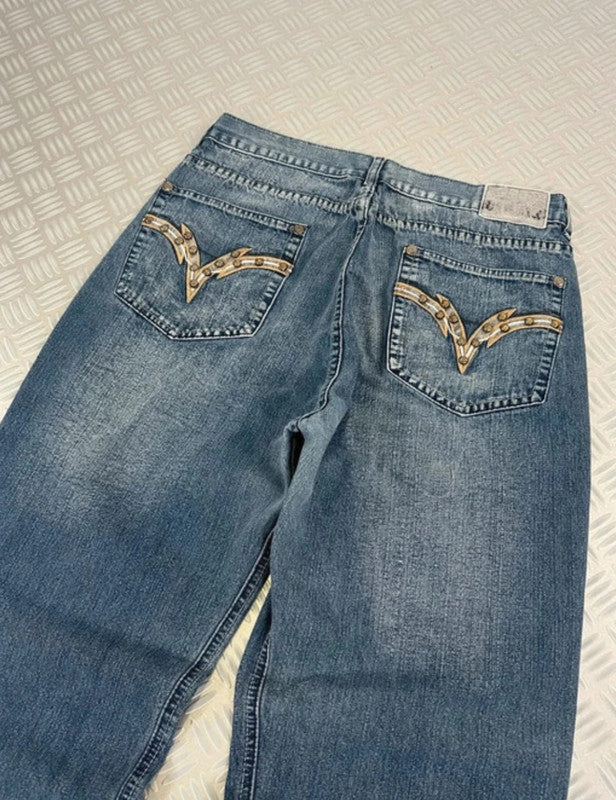 Vintage Tribal y2k Hip hop Baggy jeans 2000s Wide Leg Japanese édit