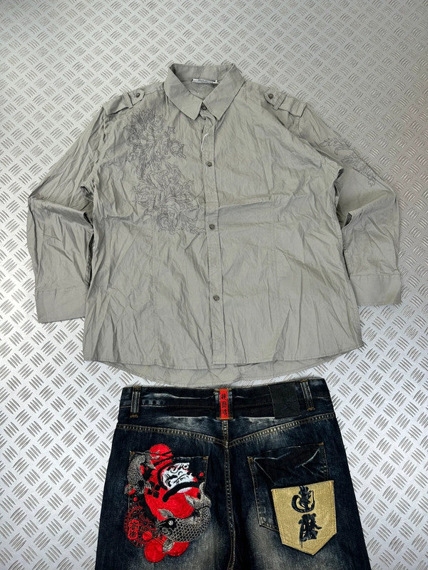 Vintage Embroidered y2k Hip Hop tribal shirt 2000s