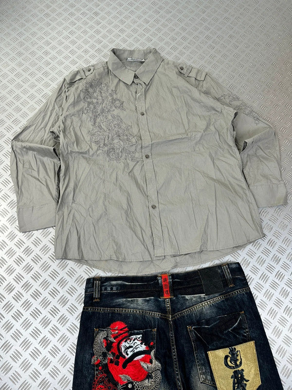 Vintage Embroidered y2k Hip Hop tribal shirt 2000s