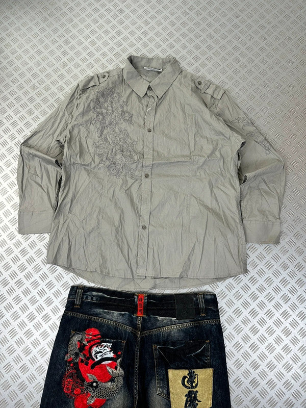 Vintage Embroidered y2k Hip Hop tribal shirt 2000s