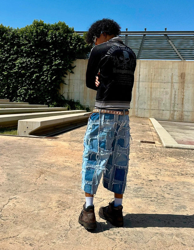 Vintage y2k Hip Hop Patchwork Jorts Baggy 2000s short