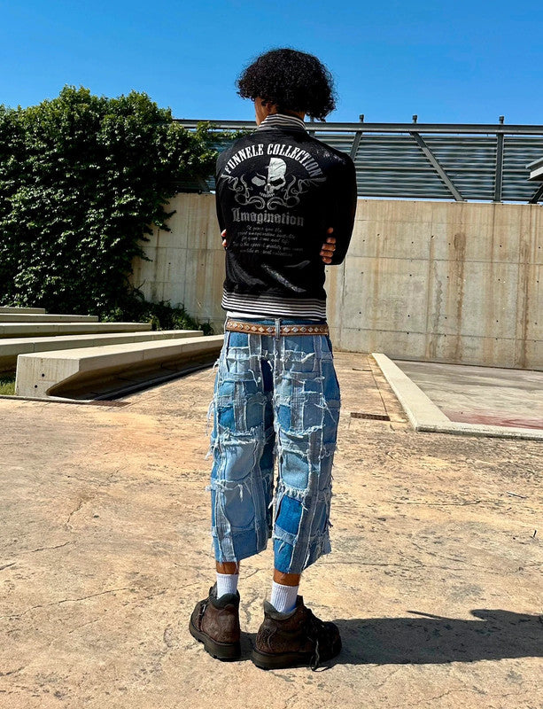 Vintage y2k Hip Hop Patchwork Jorts Baggy 2000s short