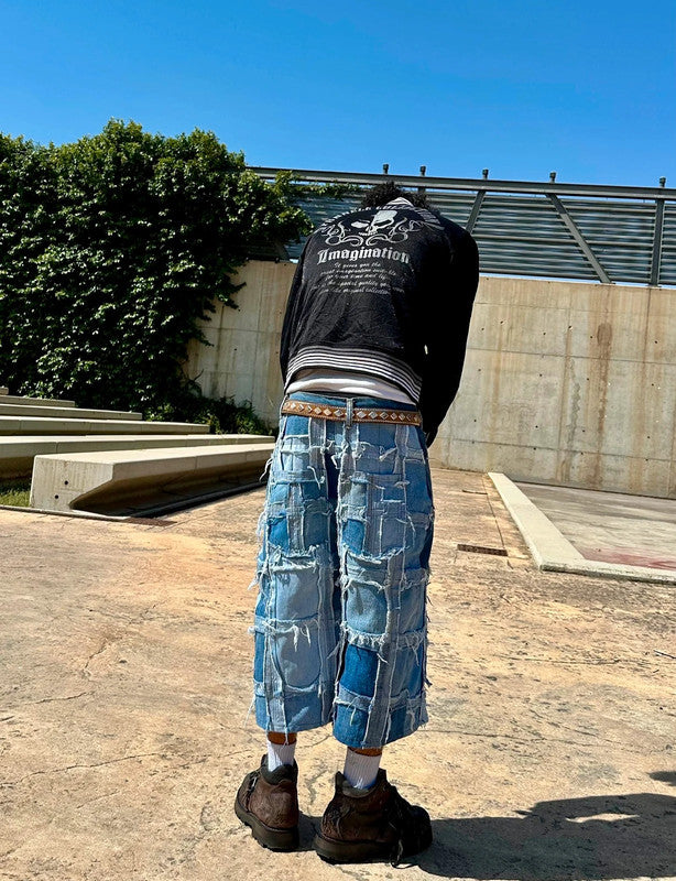 Vintage y2k Hip Hop Patchwork Jorts Baggy 2000s short