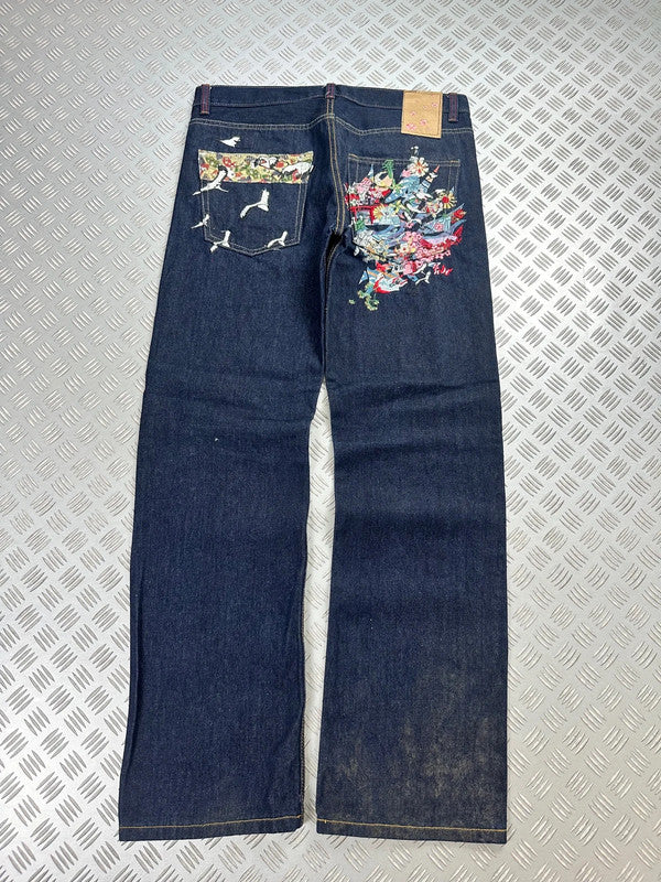 Vintage Oniarai y2k Hip Hop Embroidered Baggy jeans 2000s rare piece
