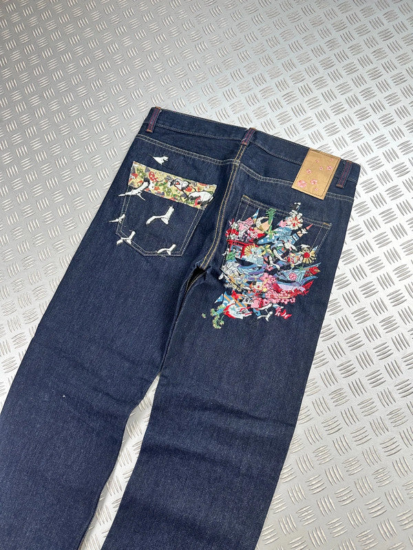 Vintage Oniarai y2k Hip Hop Embroidered Baggy jeans 2000s rare piece