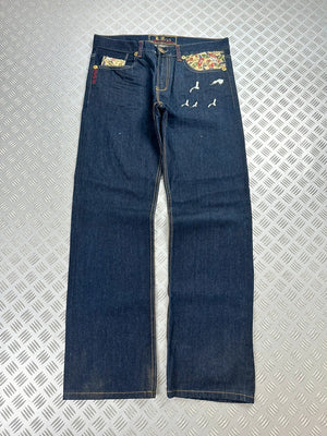 Vintage Oniarai y2k Hip Hop Embroidered Baggy jeans 2000s rare piece
