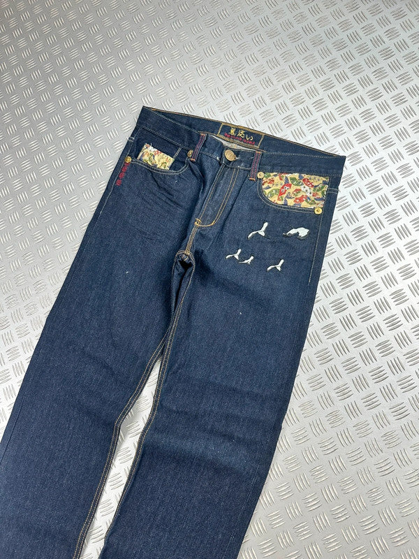 Vintage Oniarai y2k Hip Hop Embroidered Baggy jeans 2000s rare piece