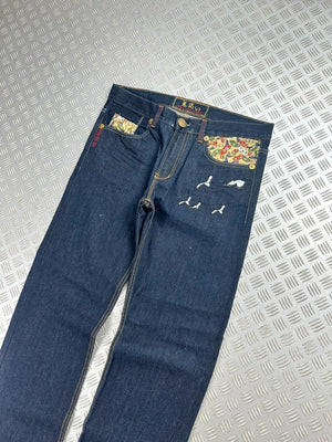 Vintage Oniarai y2k Hip Hop Embroidered Baggy jeans 2000s rare piece