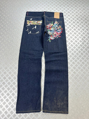Vintage Oniarai y2k Hip Hop Embroidered Baggy jeans 2000s rare piece