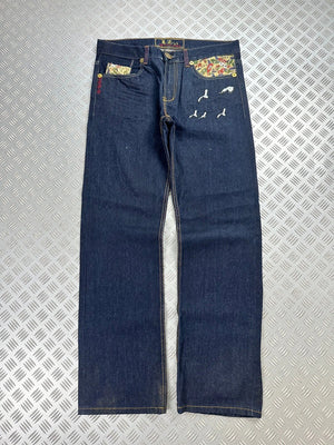 Vintage Oniarai y2k Hip Hop Embroidered Baggy jeans 2000s rare piece