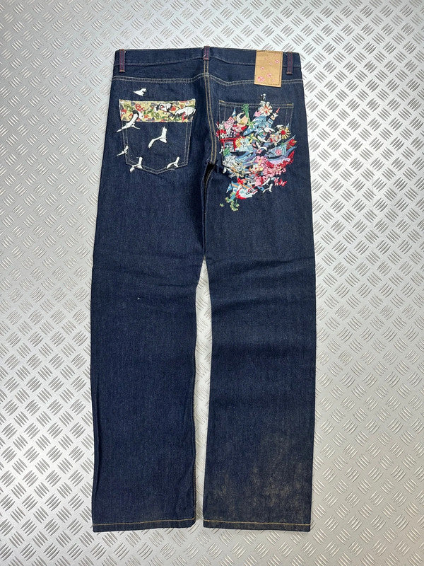 Vintage Oniarai y2k Hip Hop Embroidered Baggy jeans 2000s rare piece