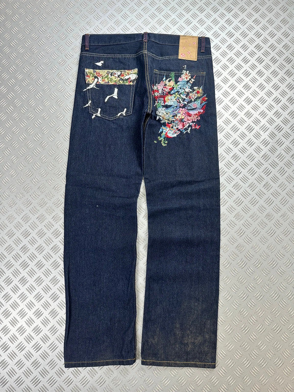 Vintage Oniarai y2k Hip Hop Embroidered Baggy jeans 2000s rare piece