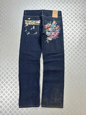 Vintage Oniarai y2k Hip Hop Embroidered Baggy jeans 2000s rare piece