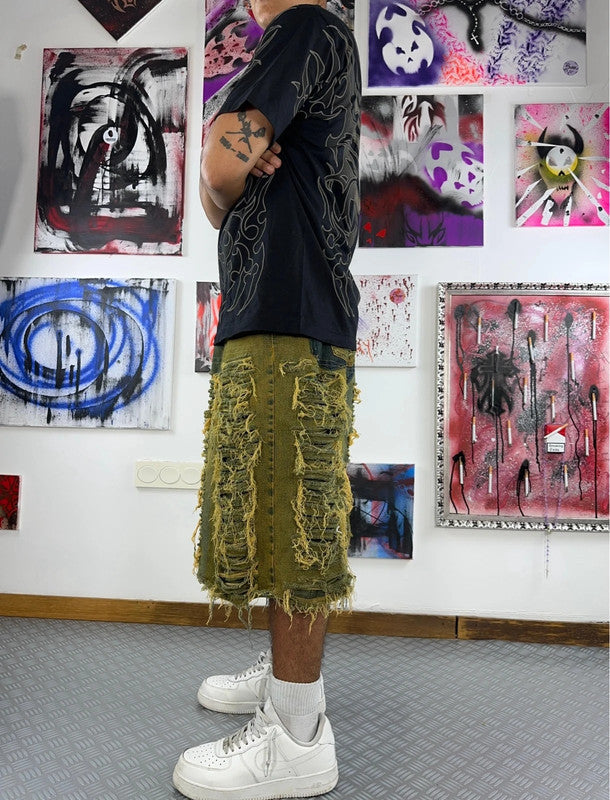 Vintage Hip Hop y2k Baggy Distressed Jorts 2000s short