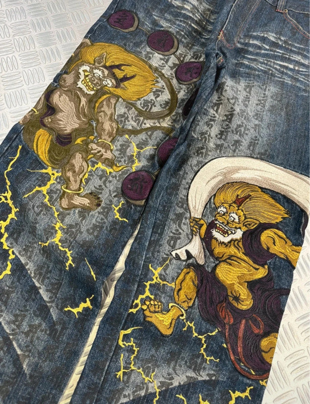 Vintage Karakuri Tamashi y2k Hip Hop Japanese Baggy Jeans 2000s