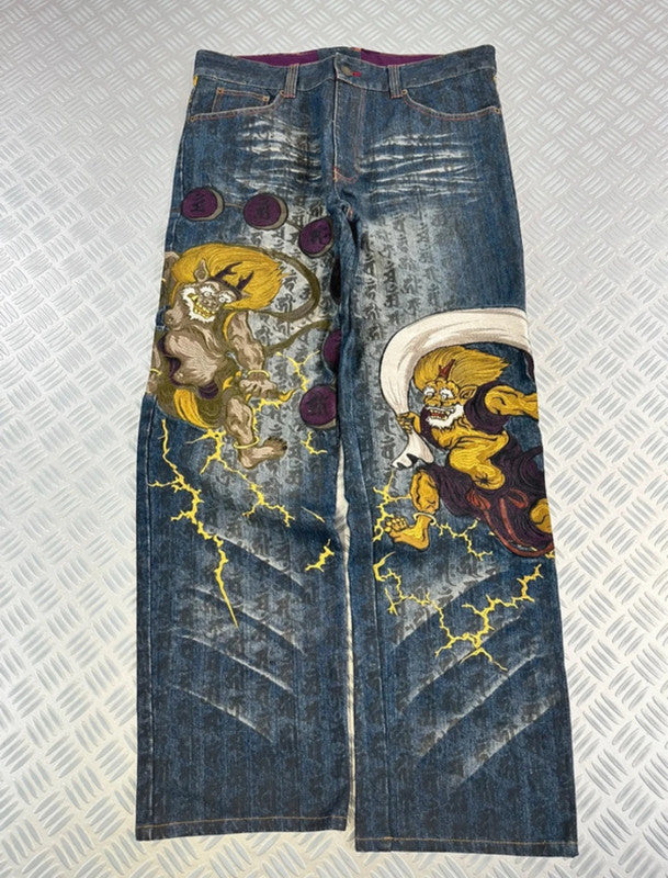 Vintage Karakuri Tamashi y2k Hip Hop Japanese Baggy Jeans 2000s