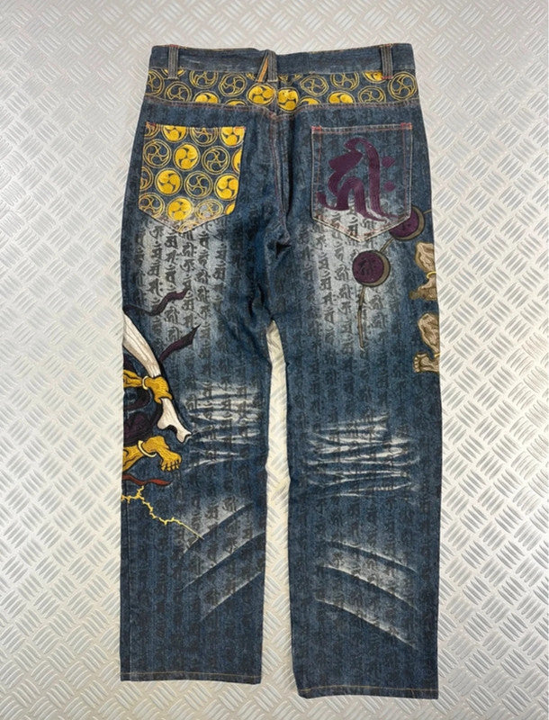 Vintage Karakuri Tamashi y2k Hip Hop Japanese Baggy Jeans 2000s