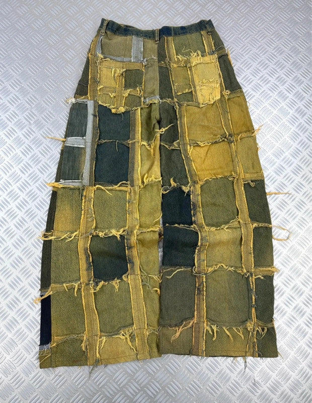 Vintage Patchwork y2k Hip hop Baggy jeans handmade 00s