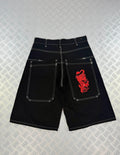 Y2k vintage Baggy Jorts Japanese Sukajan Embroidered jnco style fit
