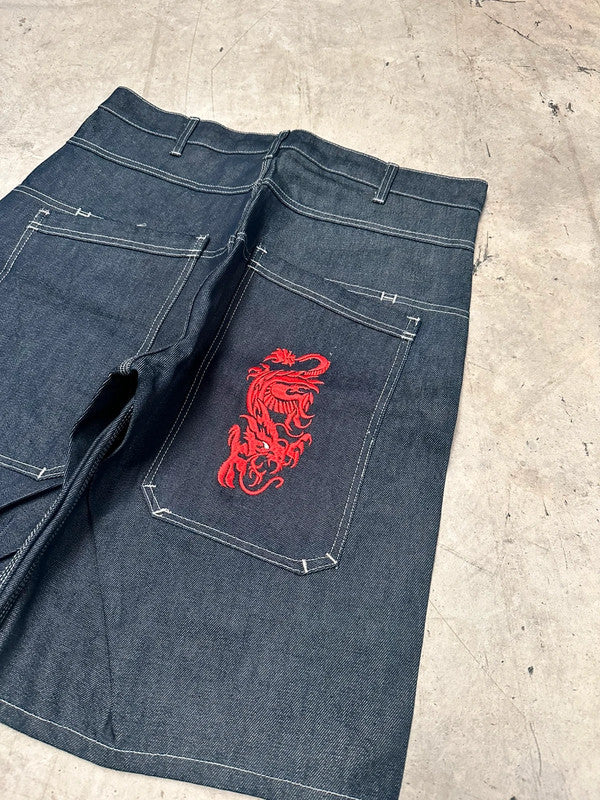 Vintage Dragon y2k Hip hop Jorts 2000s jnco style