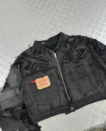 Vintage Patchwork y2k Hip hop full zip Up Jacket 00s Handmade boxy fit