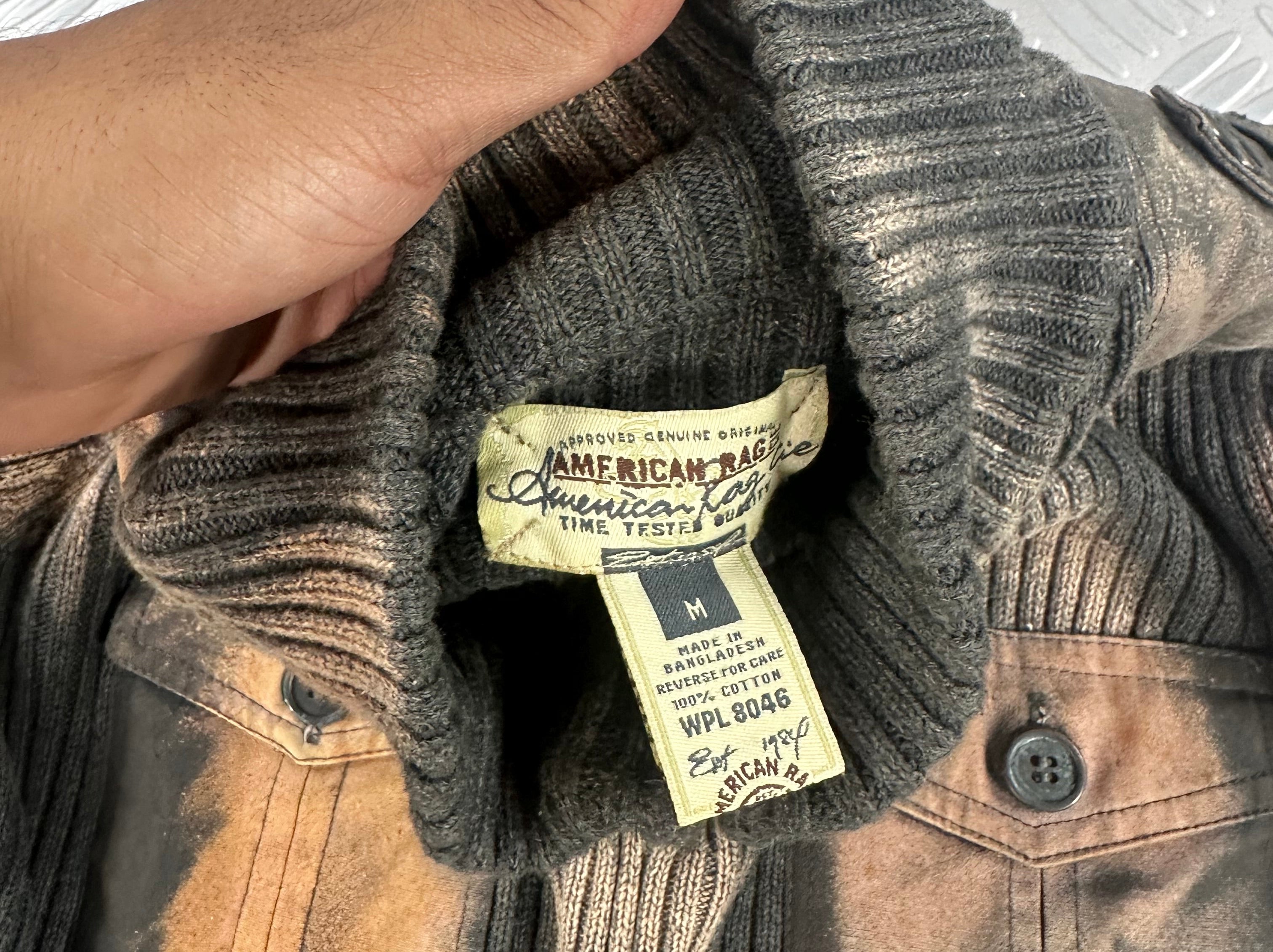 Knitted sweater handmade mid zip y2k (M)