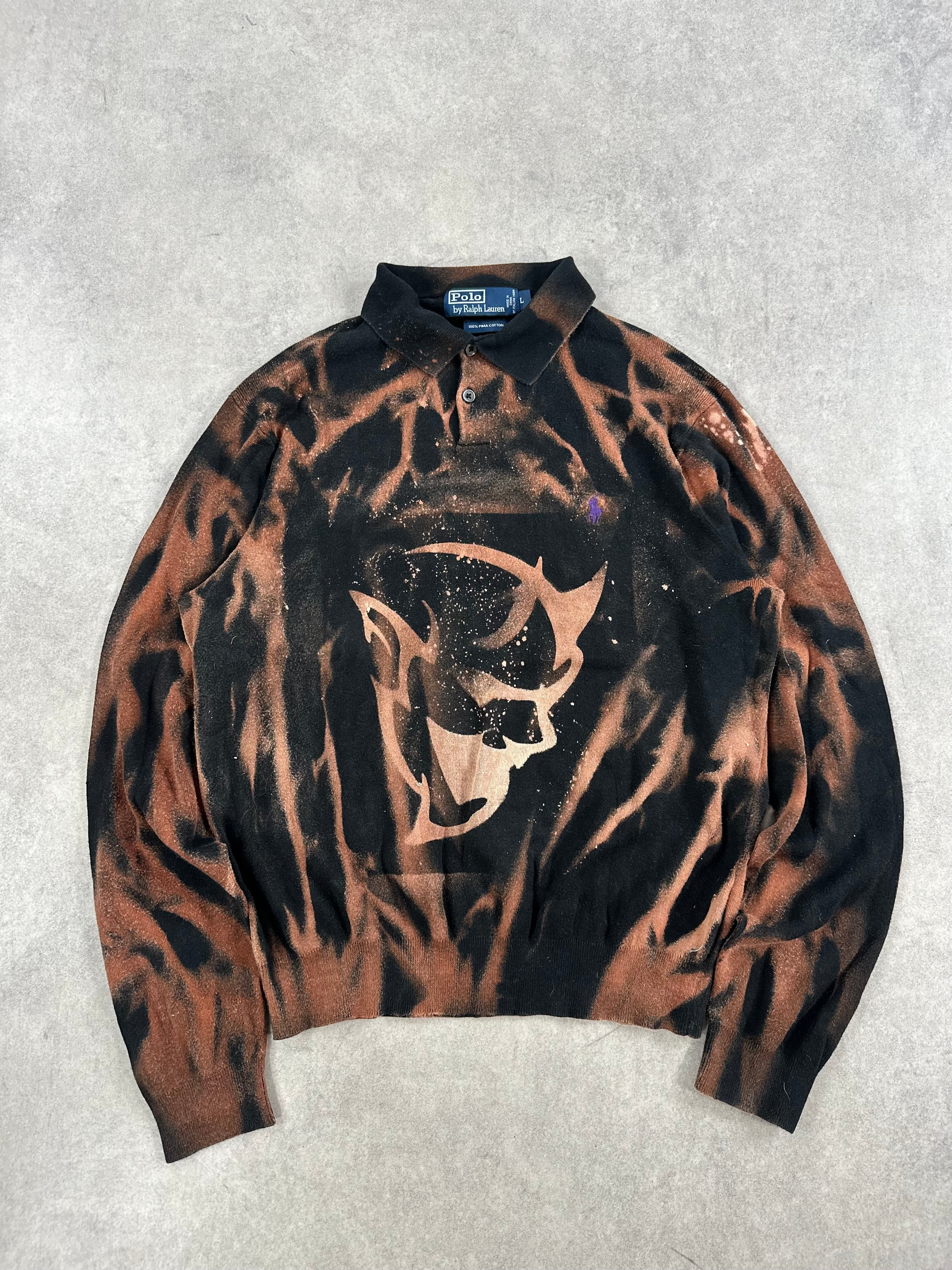 Vintage Polo Ralph Lauren Y2k Knitted Bleached Sweater custom (L)