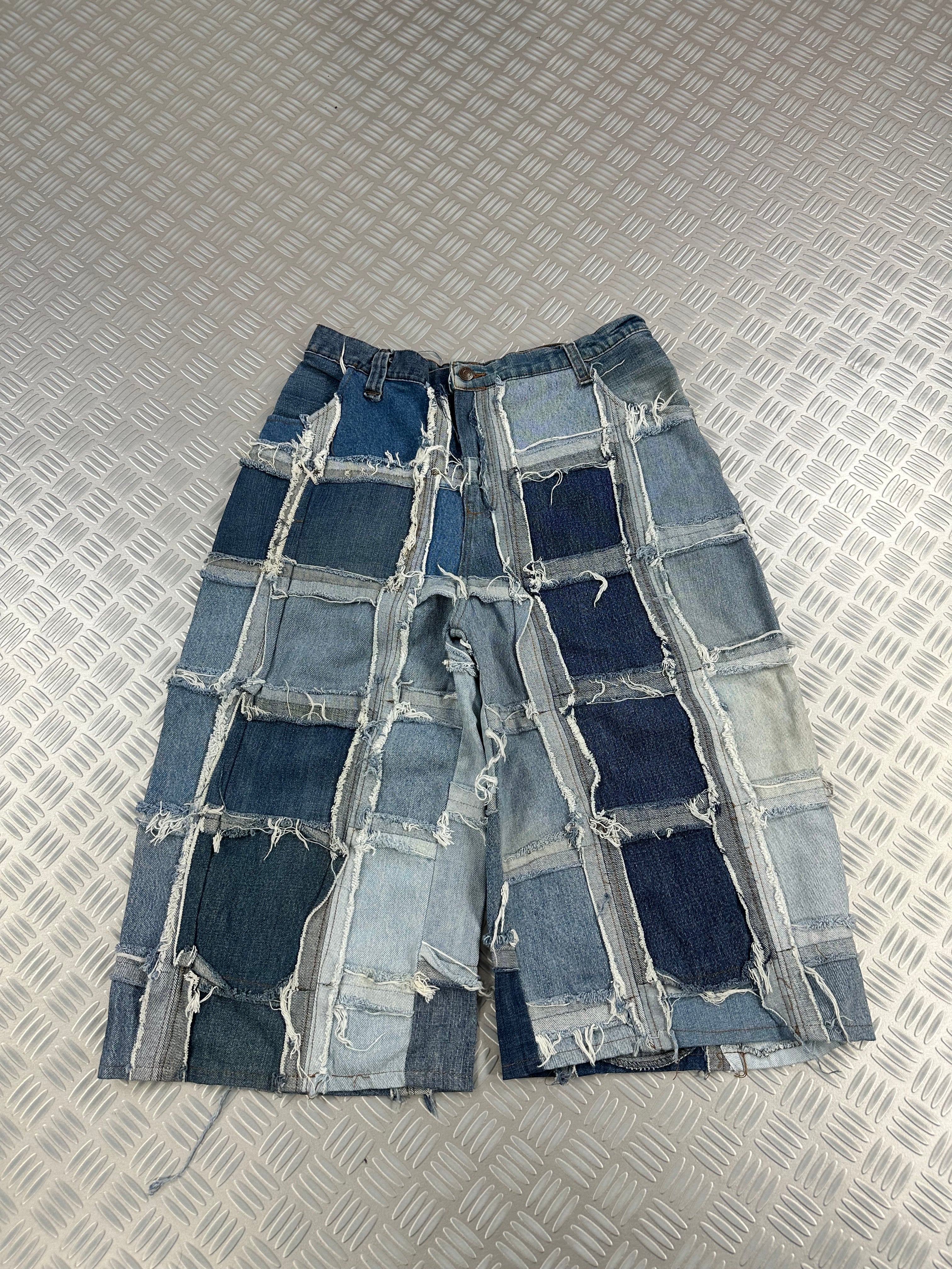 Baggy jorts handmade patchwork denim (M)