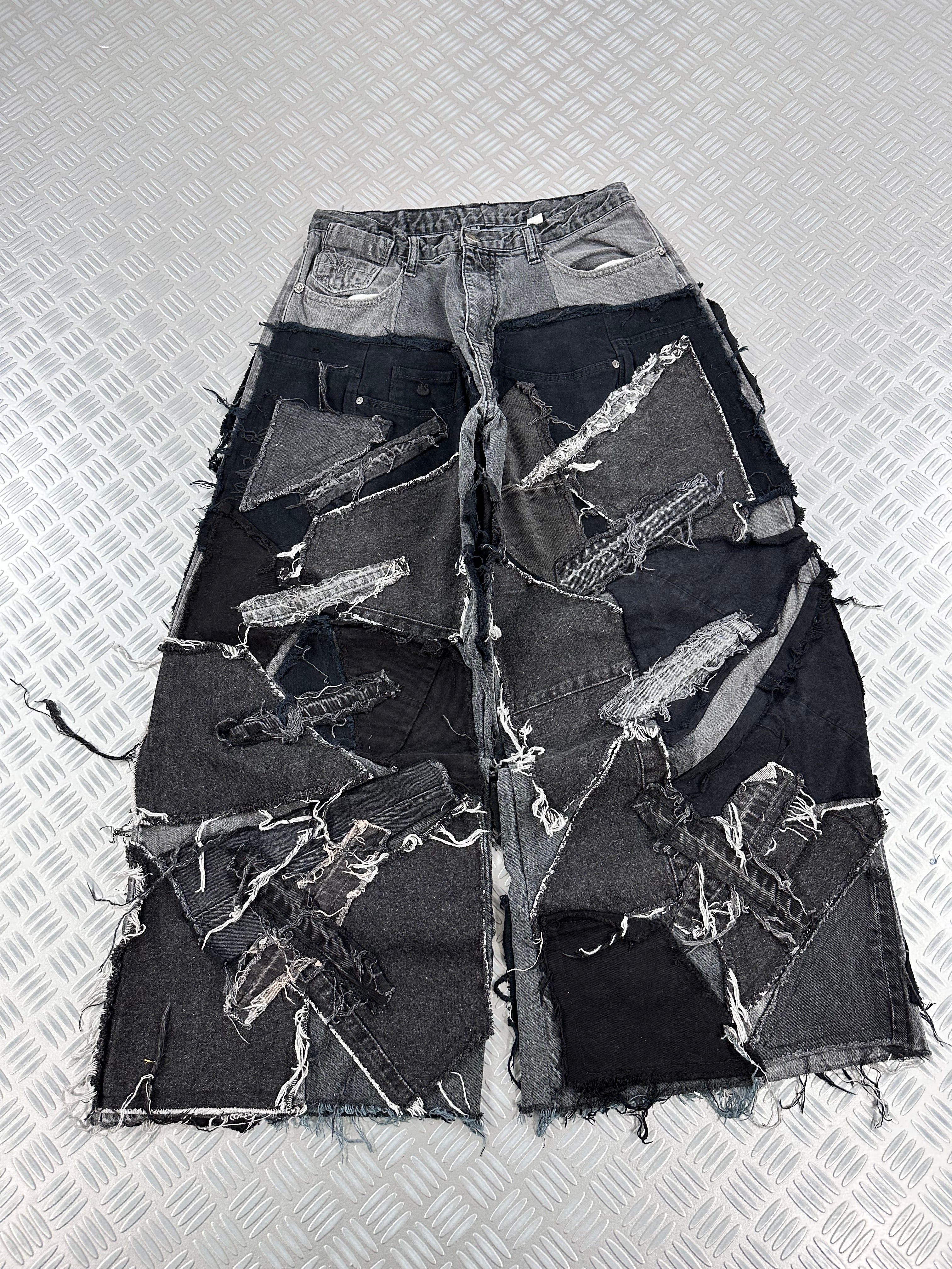 Baggy jeans disstresed múltiplocket upcycled handmade