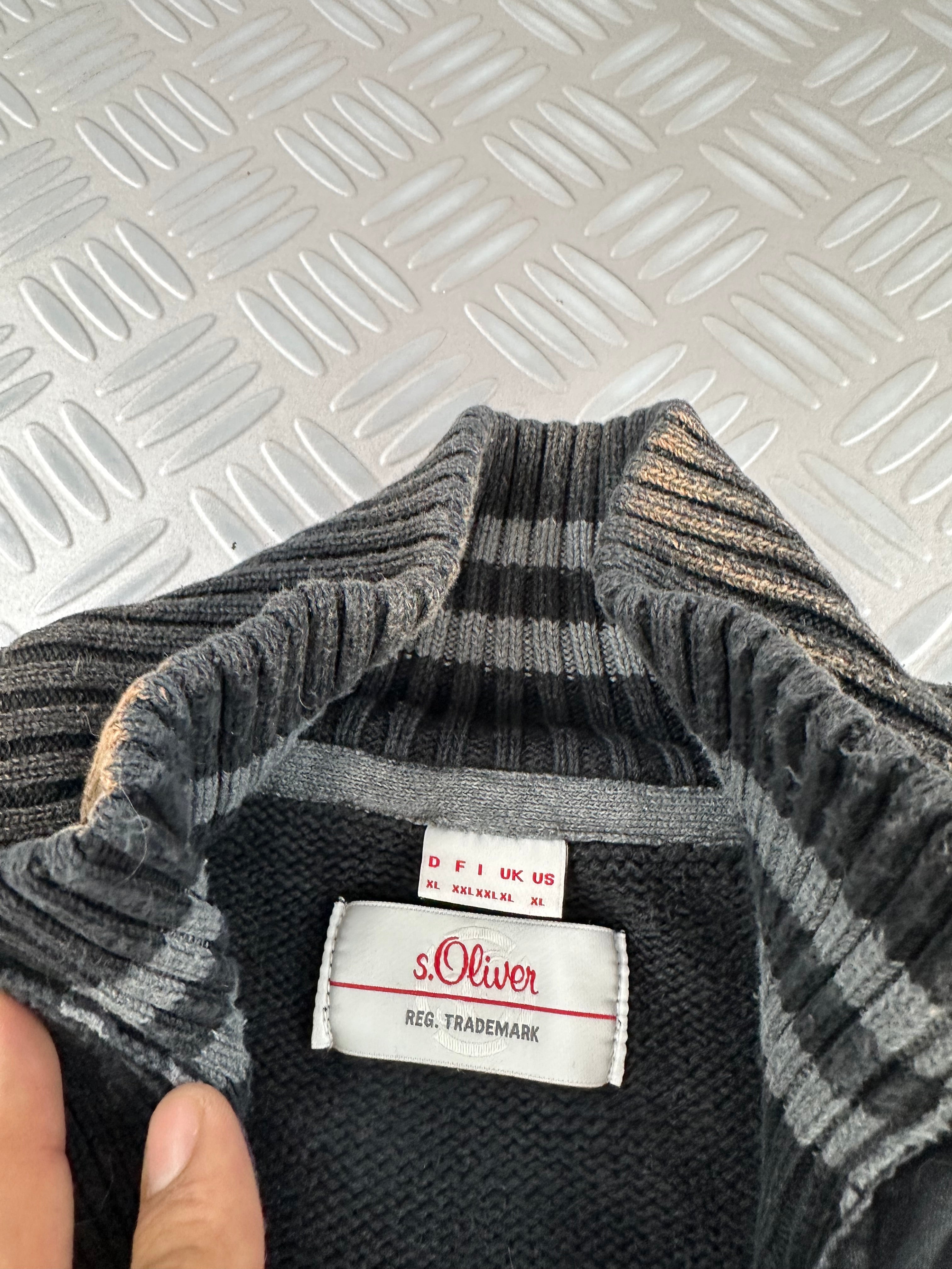 Handmade mid zip knitted sweater ( XL)