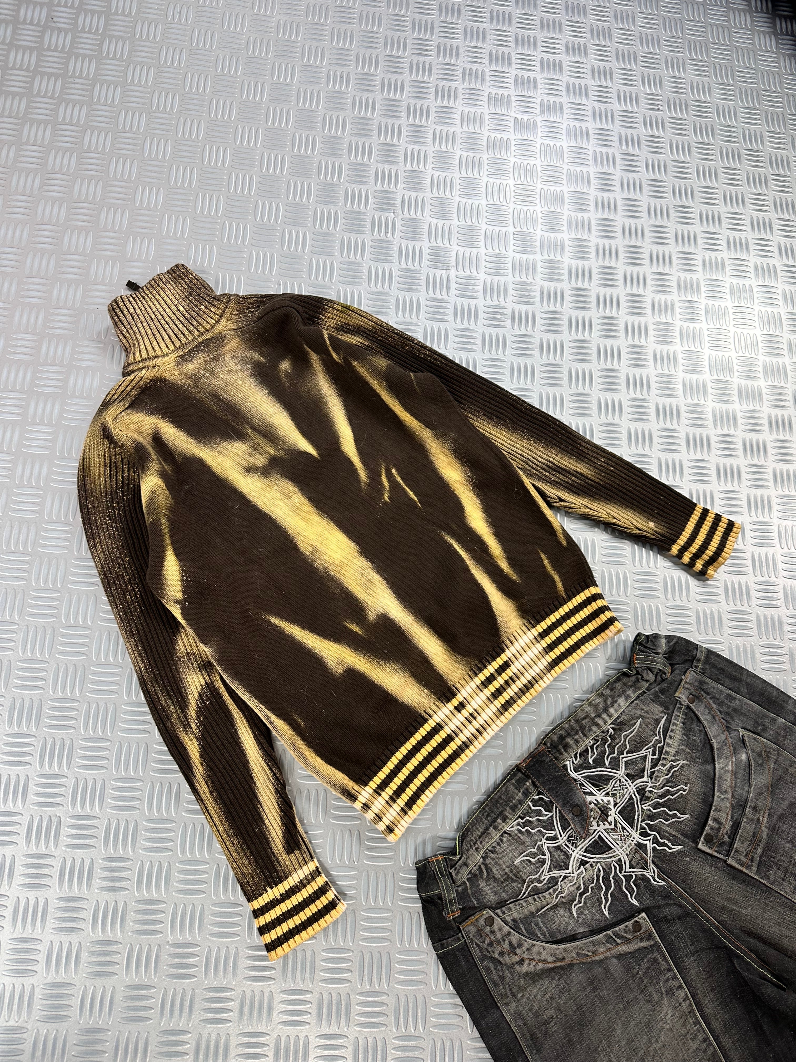 Handmade mid zip knitted sweater (S)