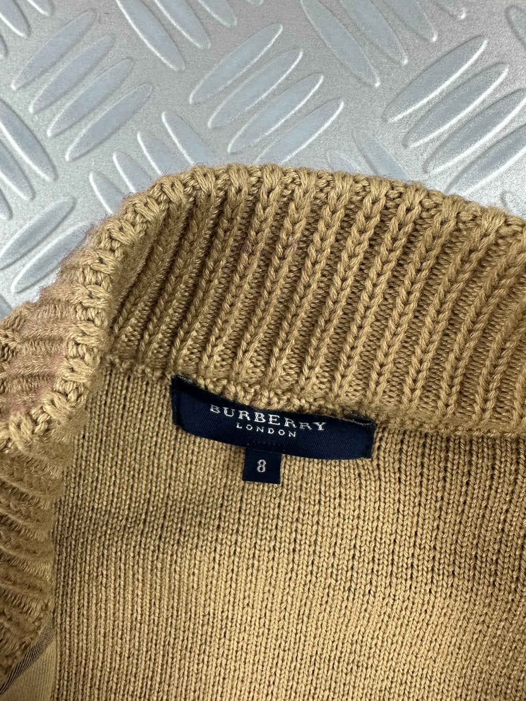 Vintage Burberry Distressed Full Zip Up Knitted Sweater (XL)